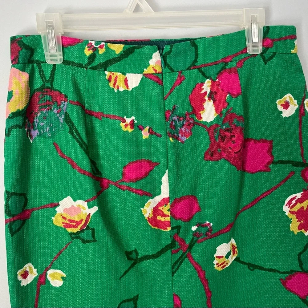 J. Crew Factory Basketweave Springtime Floral 100% Cotton Pencil Midi Skirt Sz 6